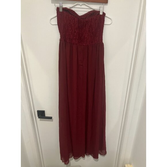 Speechless Girl's Strapless A-Line Prom Gown, Burgundy Red, Size 7 - Picture 1 of 3